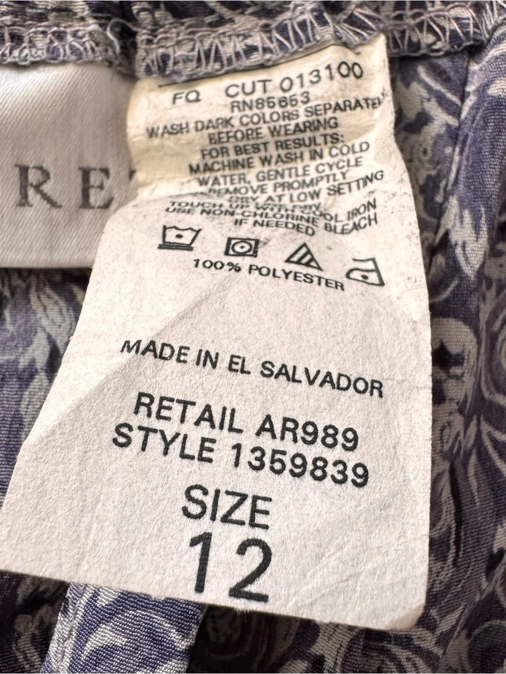 Vintage Koret Paisley Pleated Midi Skirt Navy Gray Size 12 - Picture 3 of 5